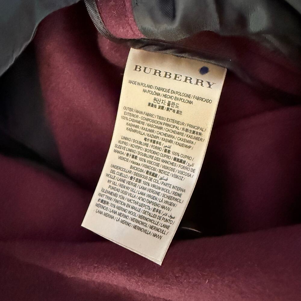Burberry Cairndale Cashmere Coat US0 UK2 IT34 Currant Eggplant Wine Burgundy - Picture 7 of 11